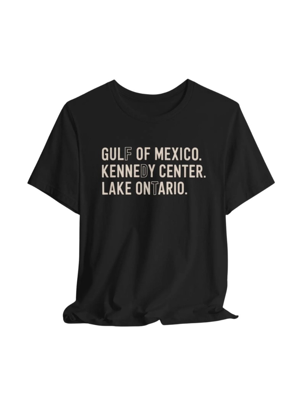 Black Short-Sleeve Tee with Beige Text Graphic